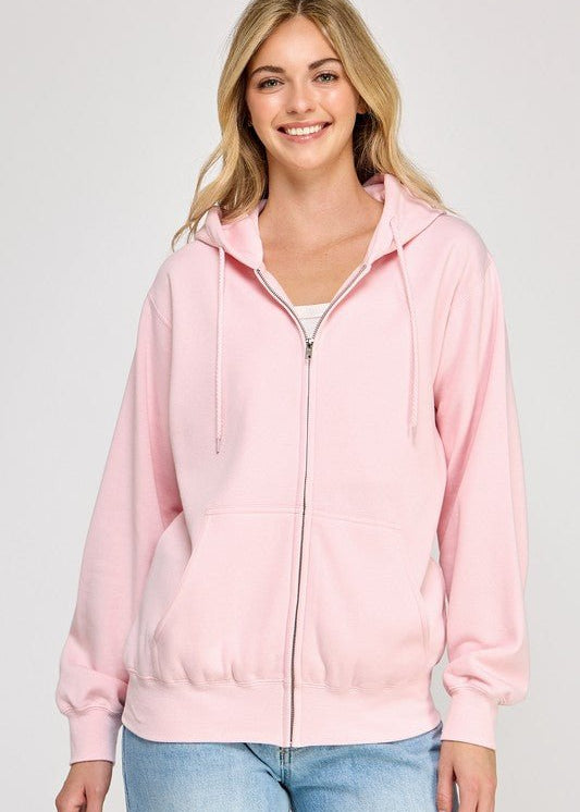 Fleece Boyfriend Zip up Hoodie - 2 Colors! - The Nines