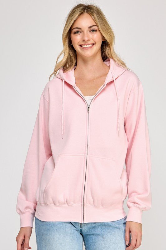 Fleece Boyfriend Zip up Hoodie - 2 Colors! - The Nines