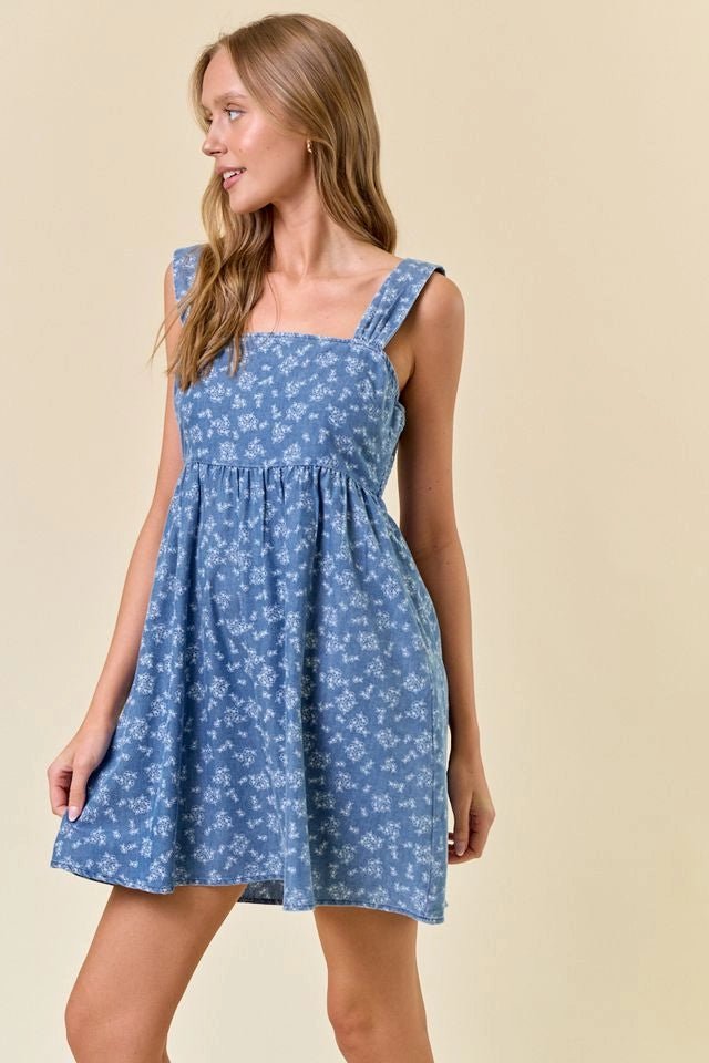 Denim Floral Dress - The Nines