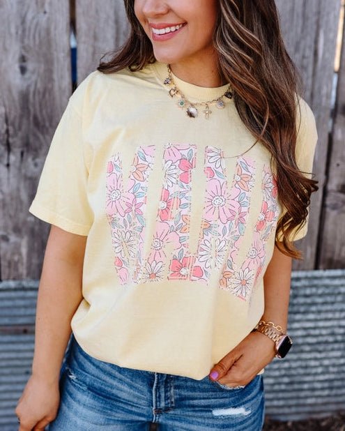 Floral Mama Graphic Butter Yellow Tee - The Nines