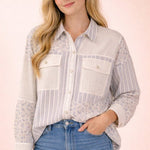 Floral & Stripes Oversized Shacket - The Nines