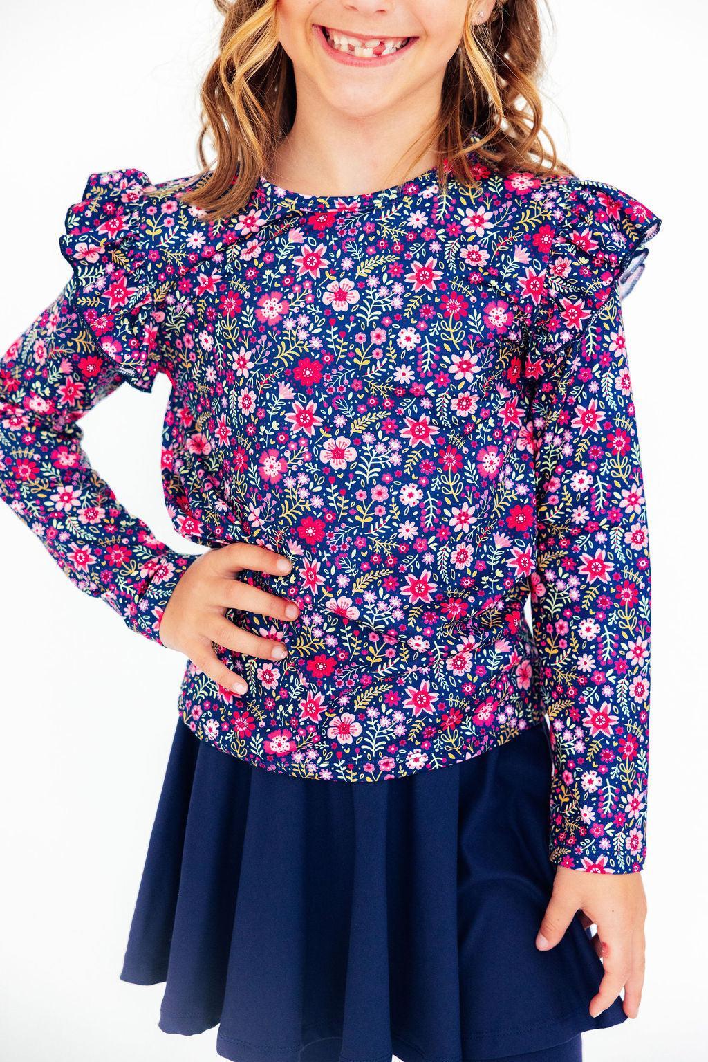 Flower Farm Long Sleeve Ruffle Tee - The Nines
