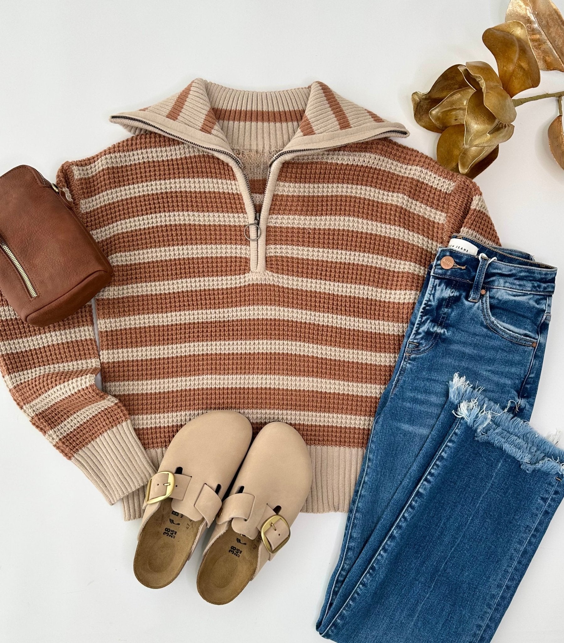 Terracotta Half Zip Sweater - The Nines