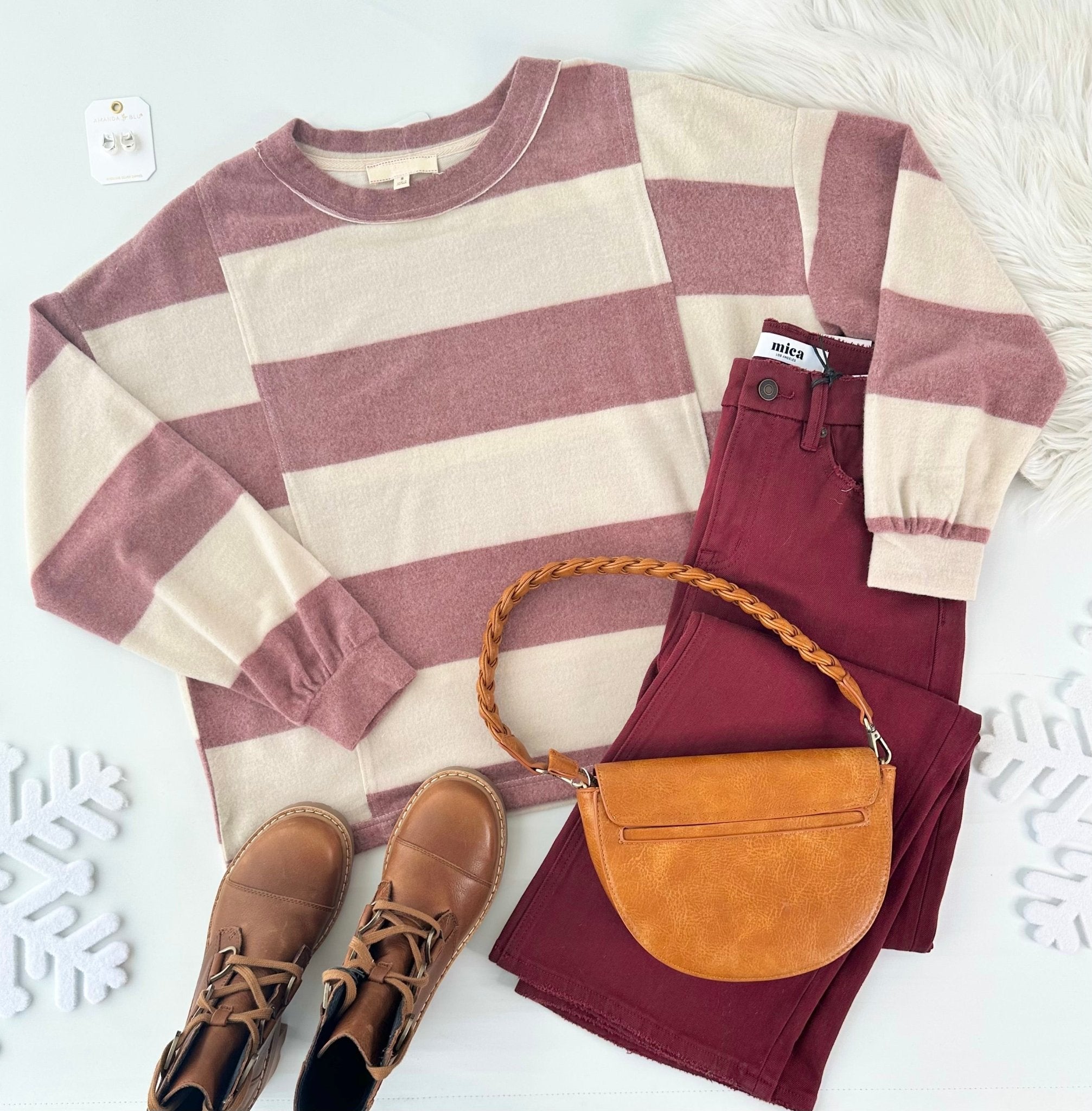 Soft Burgundy Brushed Long Sleeve - The Nines