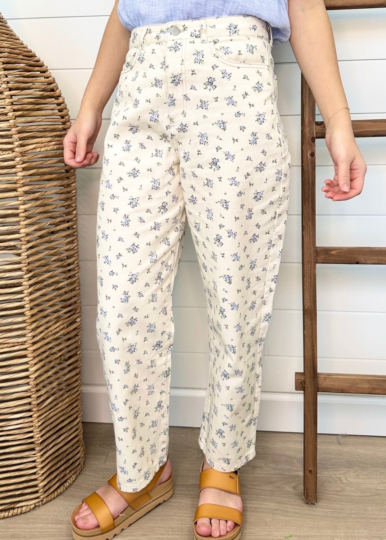 Ecru Floral Jeans - The Nines