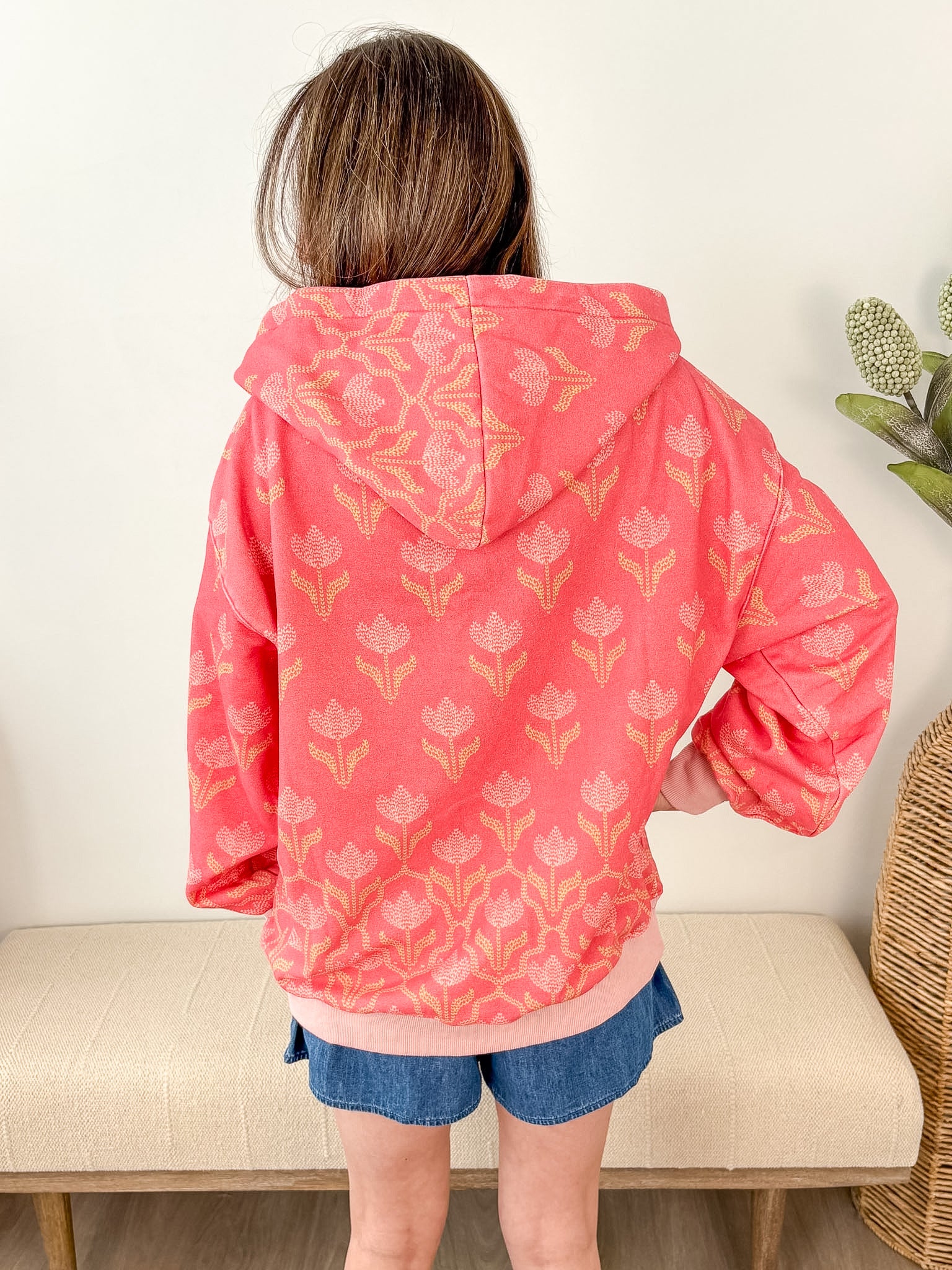 Coral Floral Fleece Hoodie - The Nines