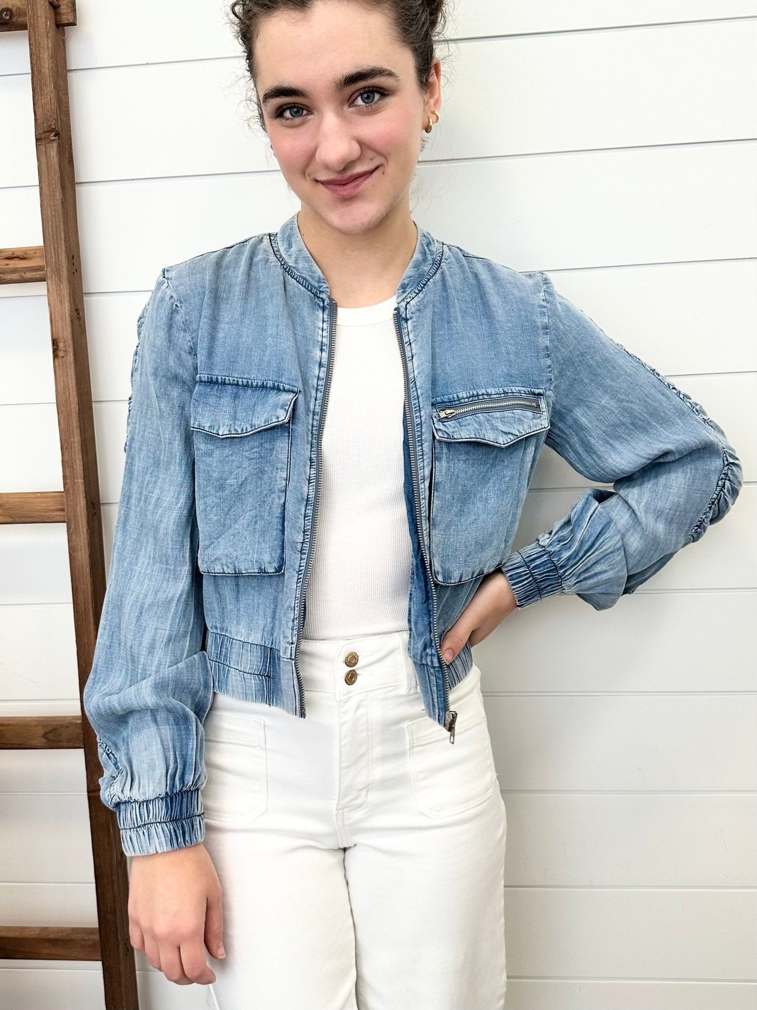 Tencel Gathered Sleeve Jacket - The Nines