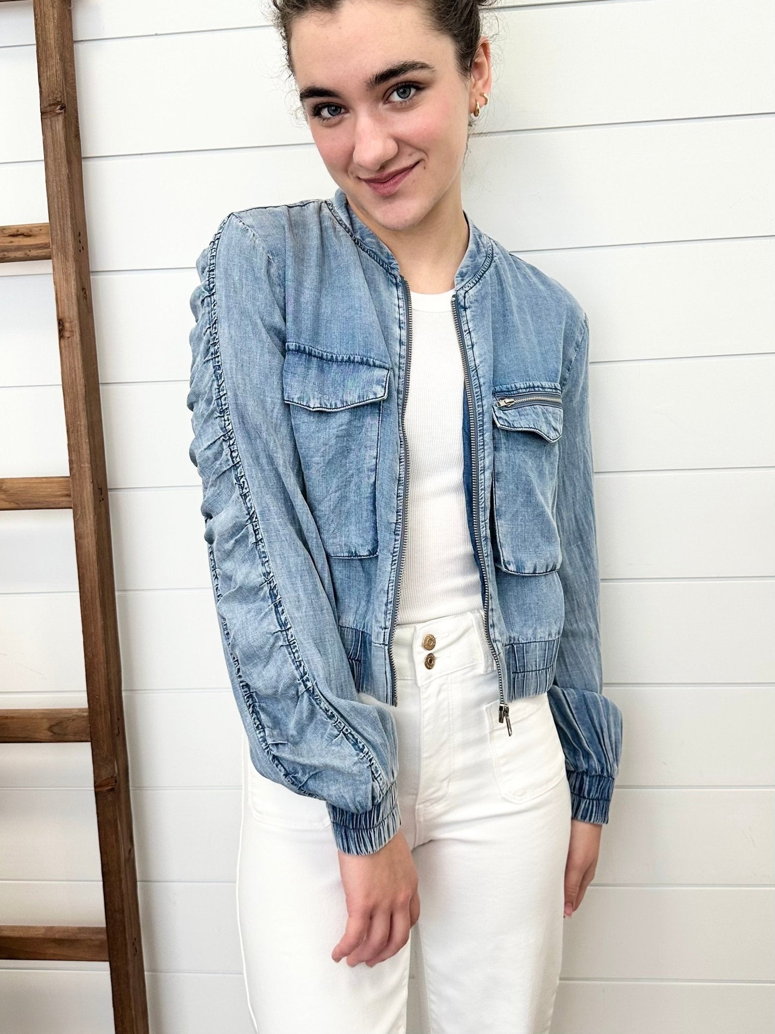 Tencel Gathered Sleeve Jacket - The Nines