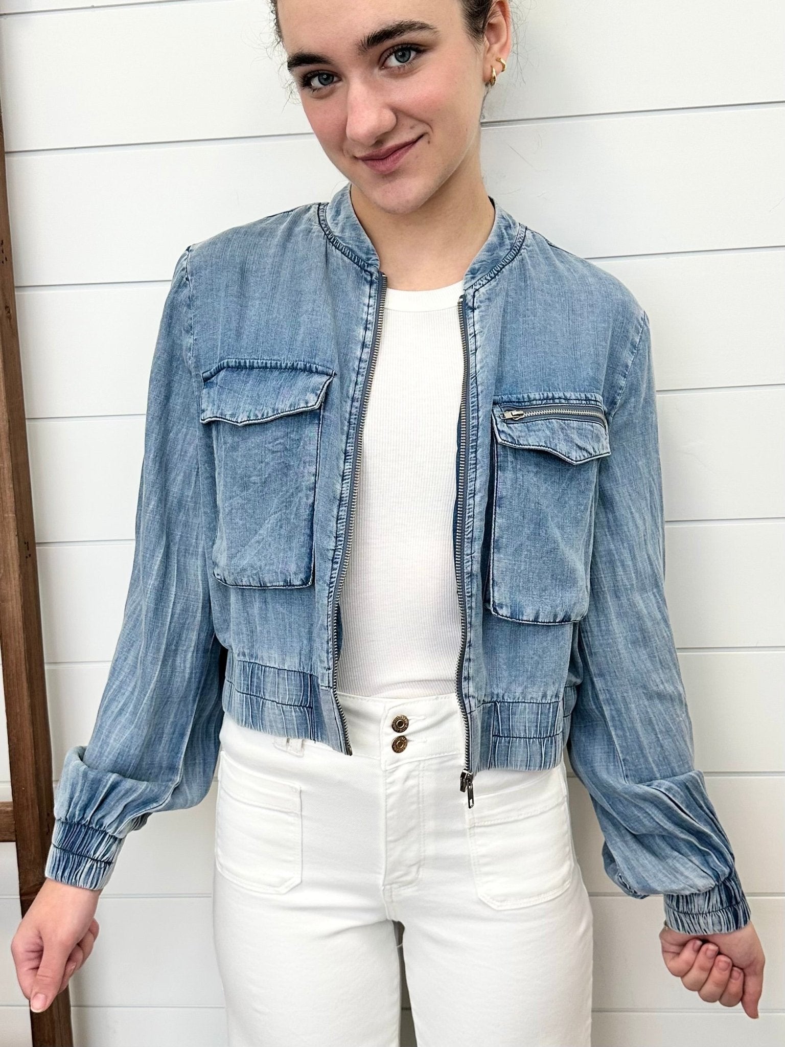 Tencel Gathered Sleeve Jacket - The Nines