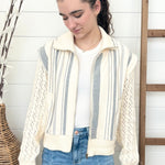 Mixed Media Striped Jacket - The Nines