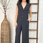 Black Button Down Jumpsuit - The Nines