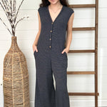 Black Button Down Jumpsuit - The Nines