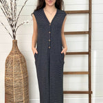 Black Button Down Jumpsuit - The Nines
