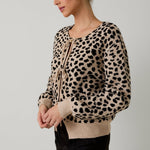 Taupe & Black Animal Print Tie Sweater Top - The Nines