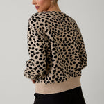 Taupe & Black Animal Print Tie Sweater Top - The Nines