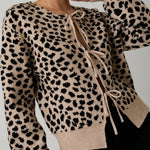 Taupe & Black Animal Print Tie Sweater Top - The Nines