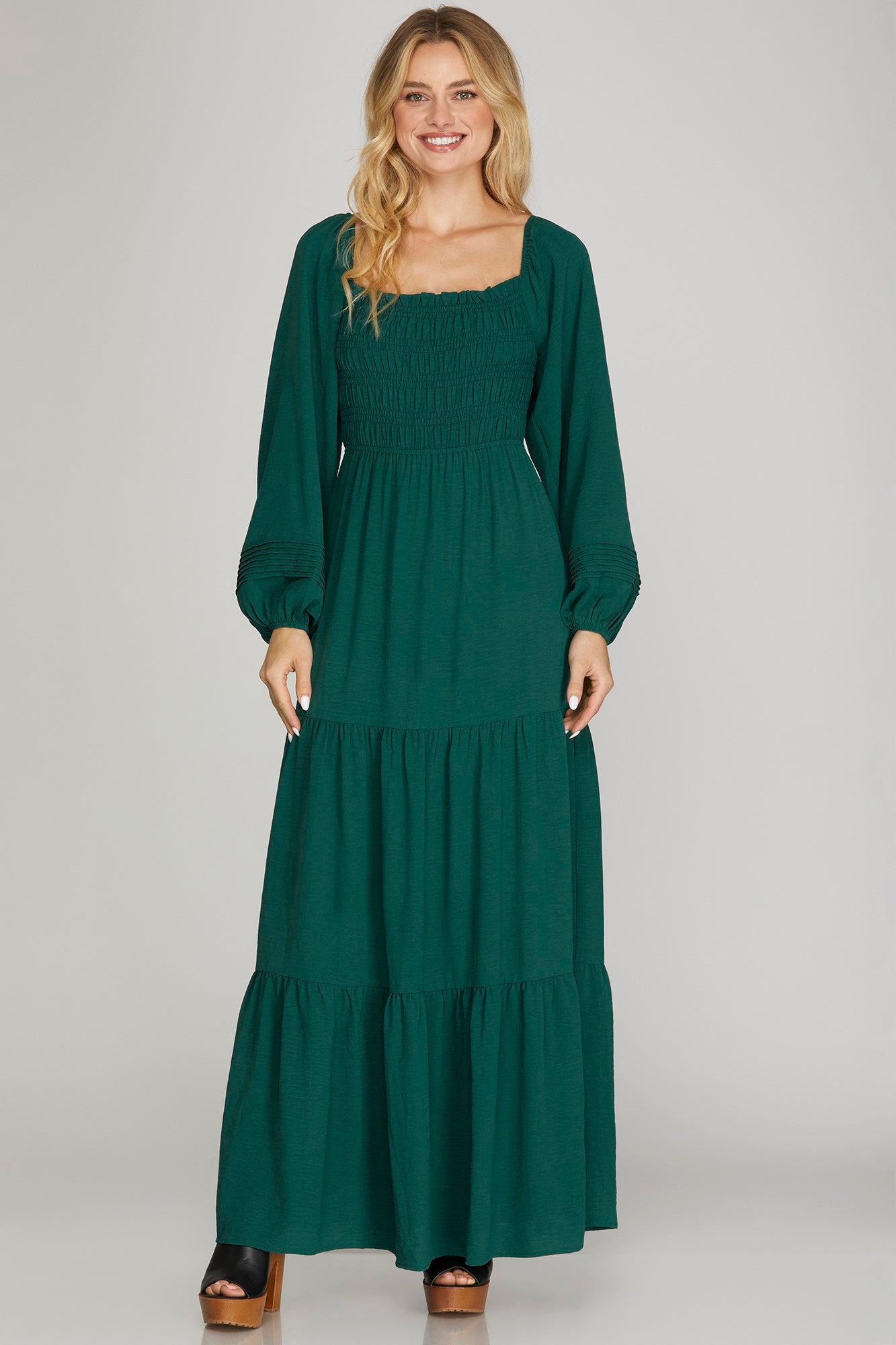 Green Smocked Dress - The Nines