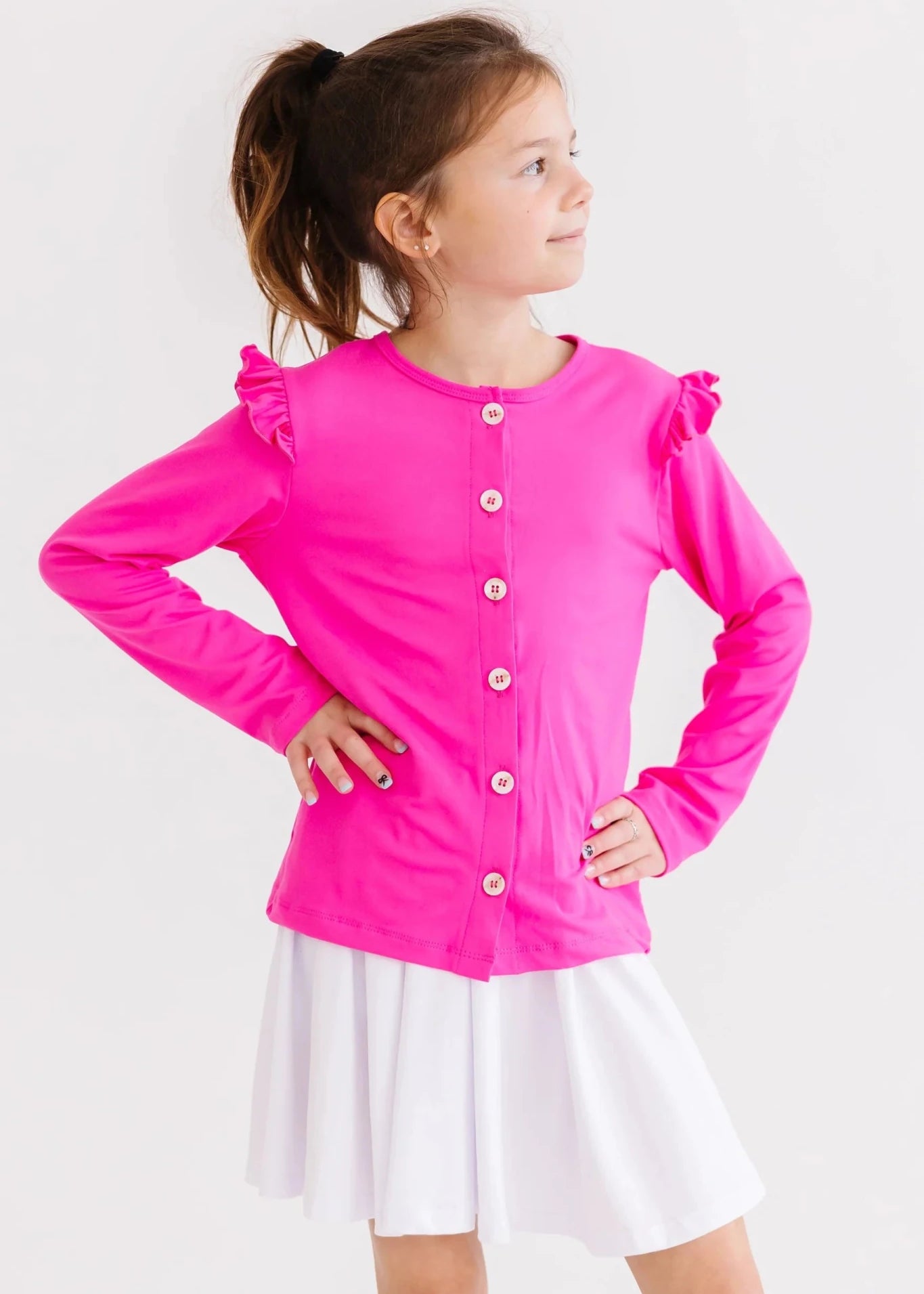 Hot Pink Ruffle Cardigan - The Nines