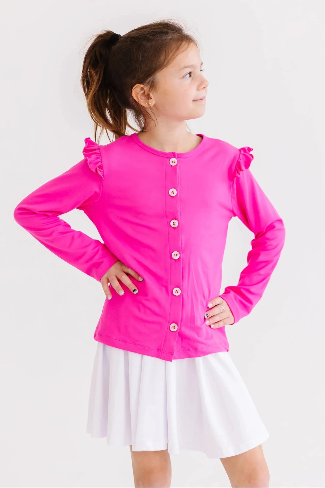 Hot Pink Ruffle Cardigan - The Nines