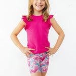 Hot Pink Short Sleeve Ruffle Tee - The Nines