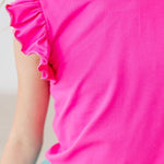 Hot Pink Short Sleeve Ruffle Tee - The Nines