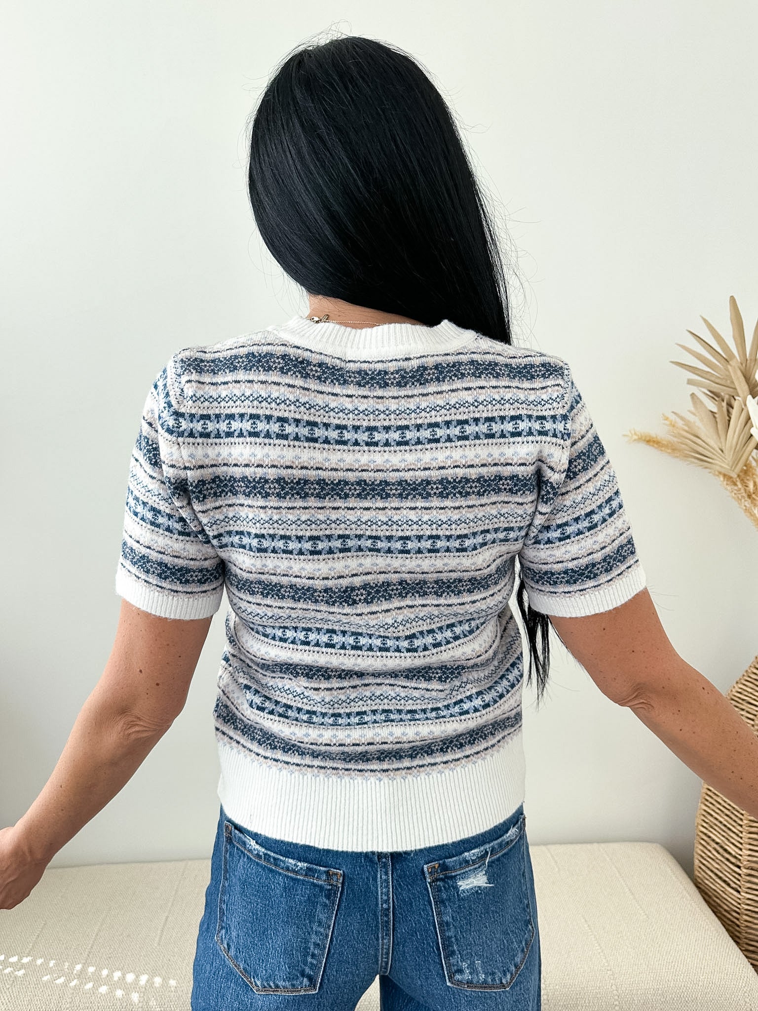 Fair Isle Short Sleeve Sweater - The Nines