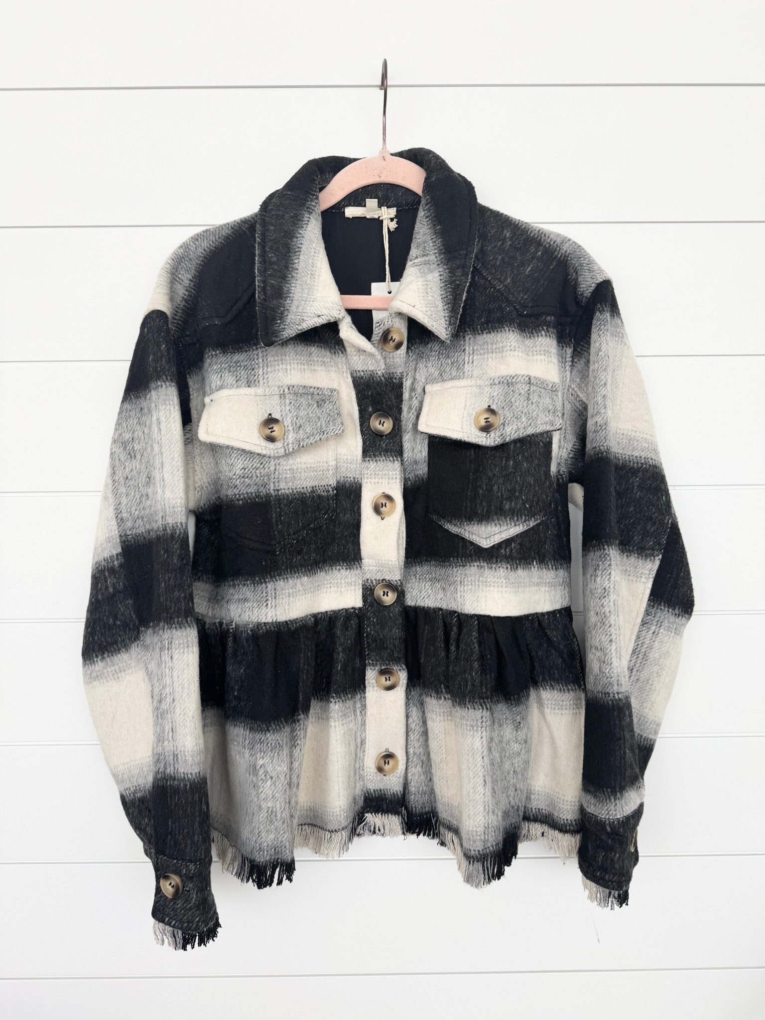 Peplum Plaid Jackets - 2 Colors! - The Nines