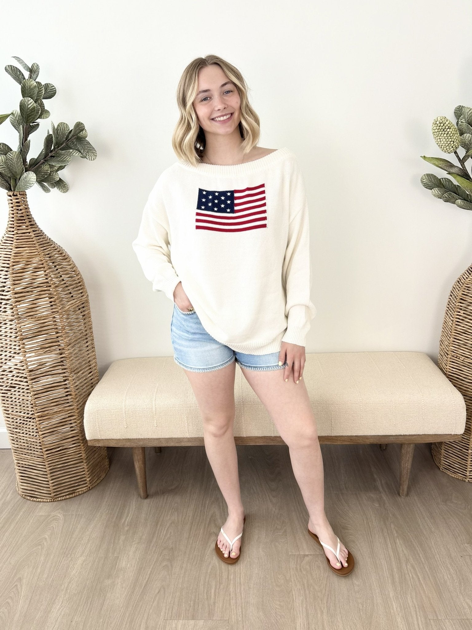 American Flag Boat Neck Sweater - The Nines