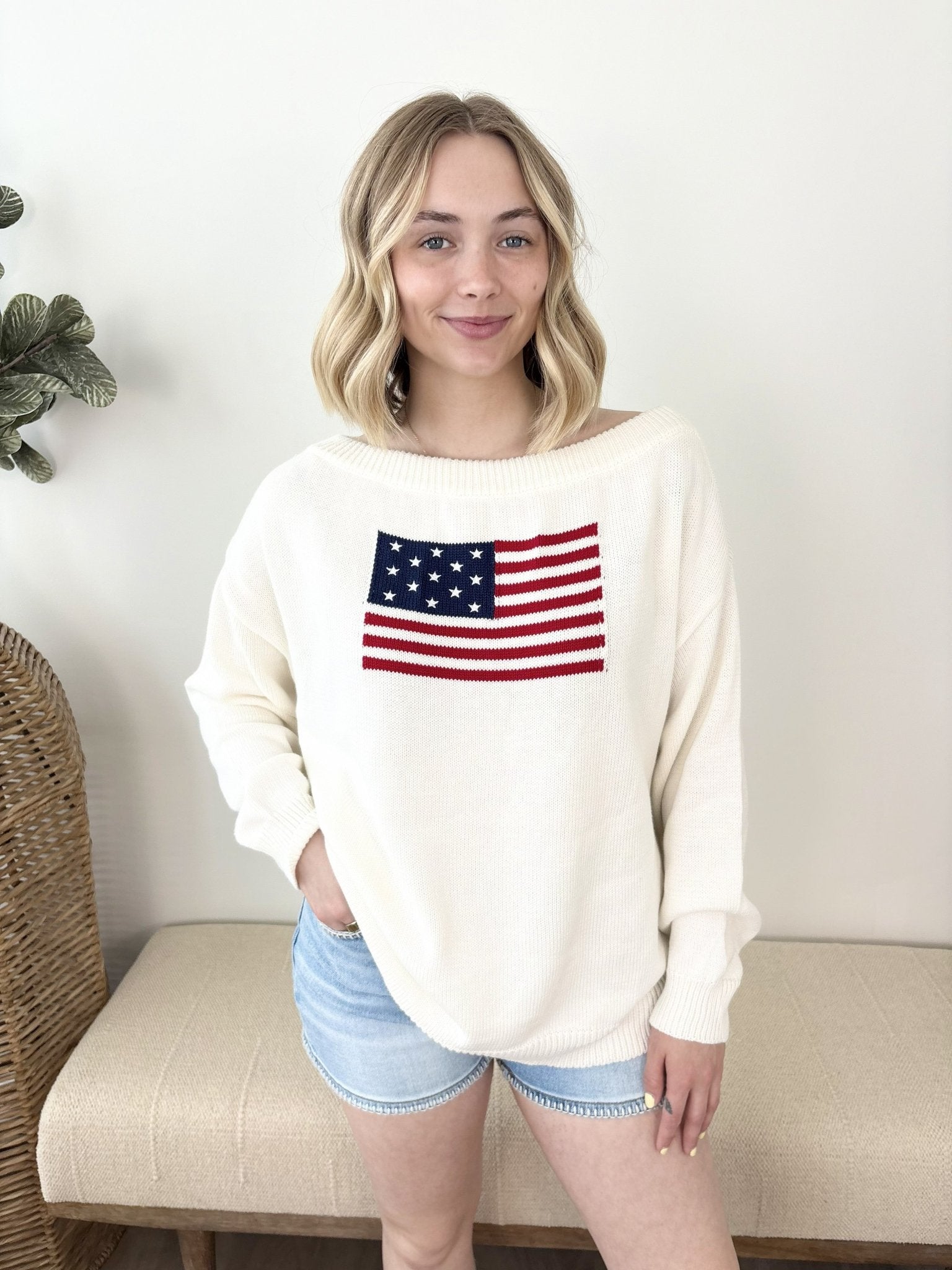 American Flag Boat Neck Sweater - The Nines