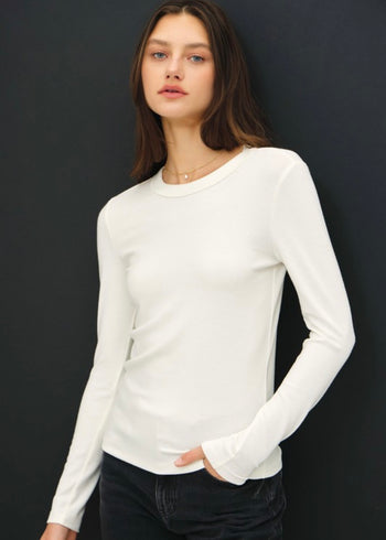 White Soft Layering Basic Long Sleeve Tops