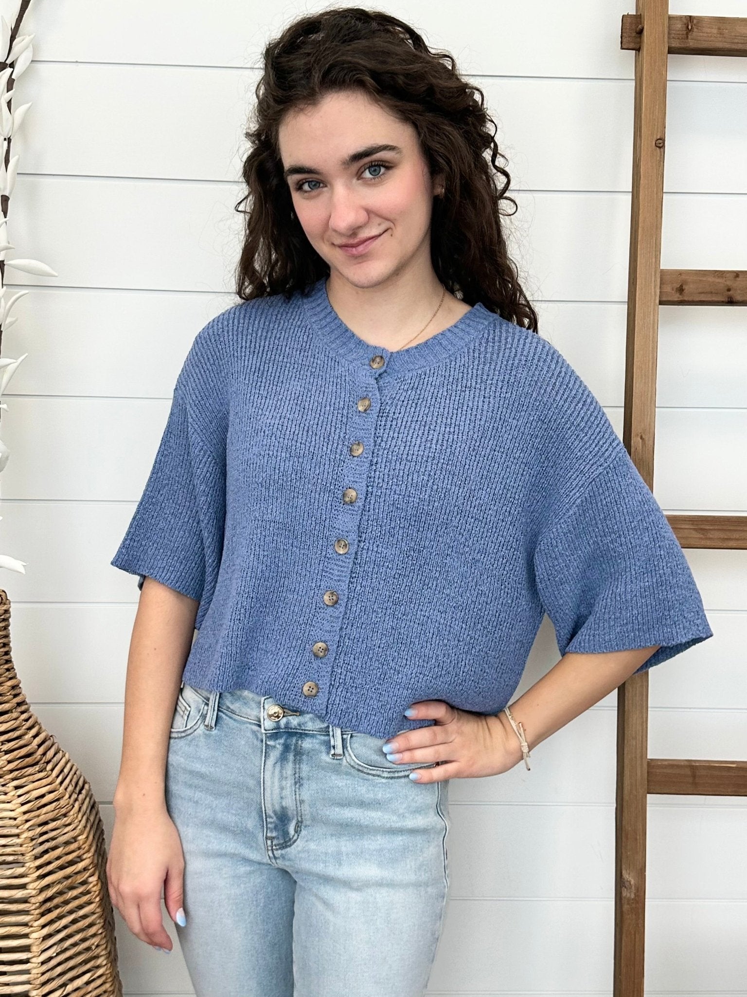Knit Button Top - 2 Colors! - The Nines