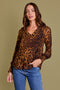 Animal Print Ruffle Neck Blouse