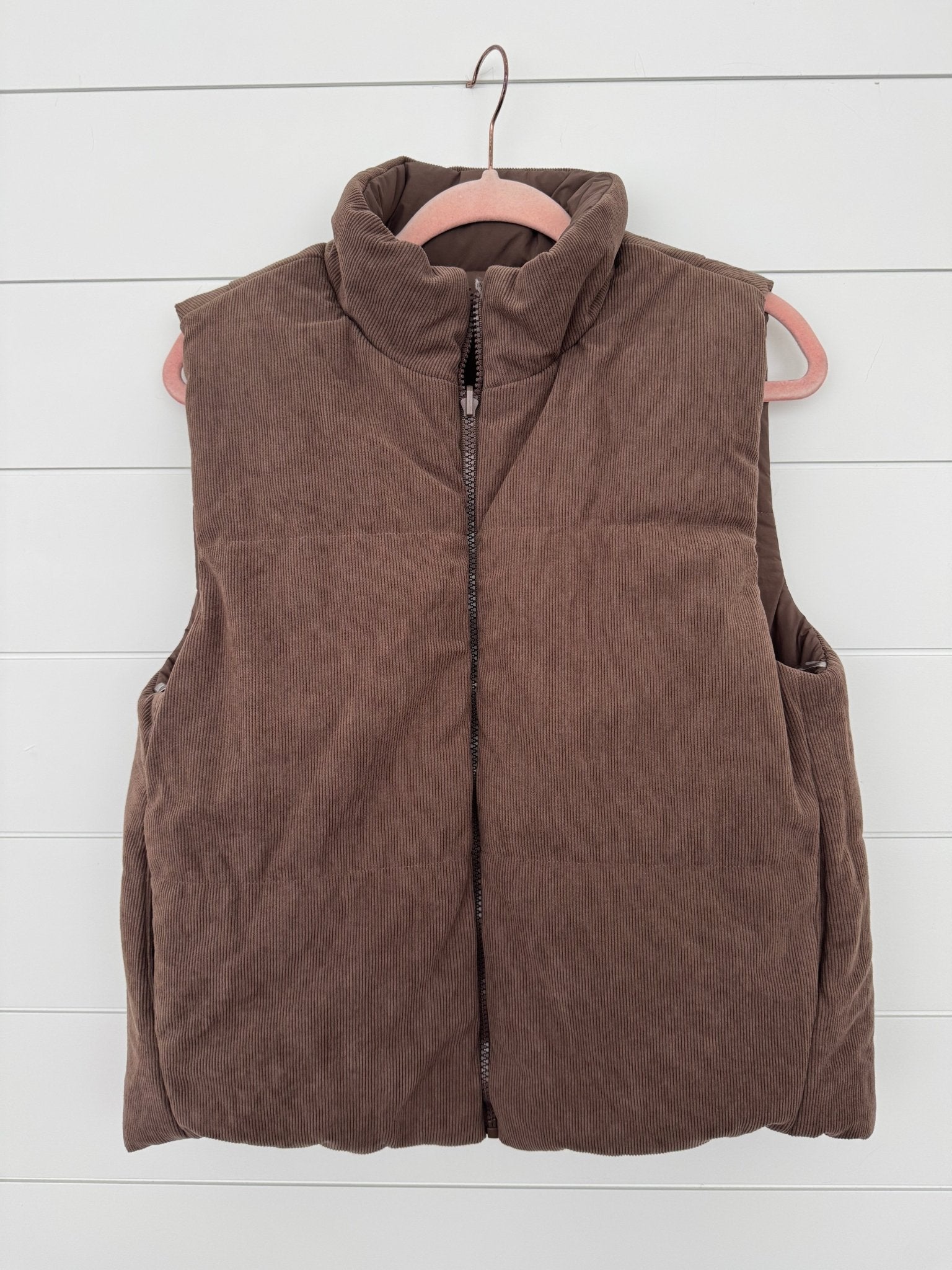 Brown Reversible Puffer Vest - The Nines