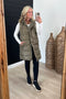 Olive Side Zip Long Puffer Vest