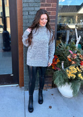 Heathered Gray Vail Vacation Long Turtleneck Sweater