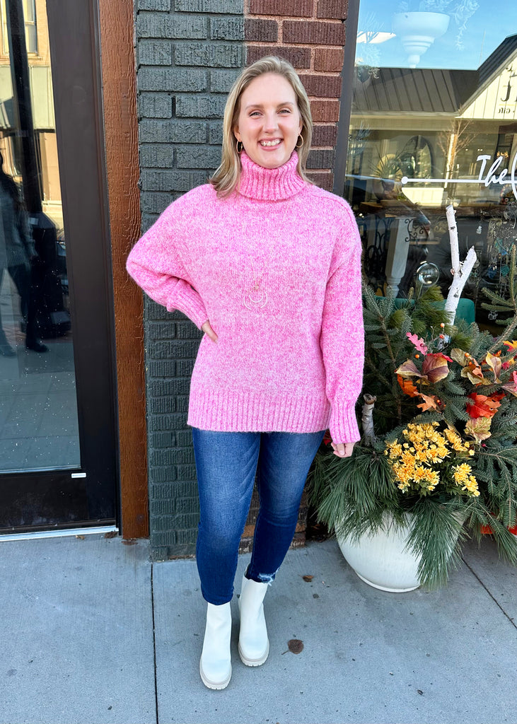 Pink Vail Vacation Long Turtleneck Sweater