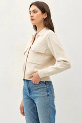 Oatmeal Cropped Sweater Jacket