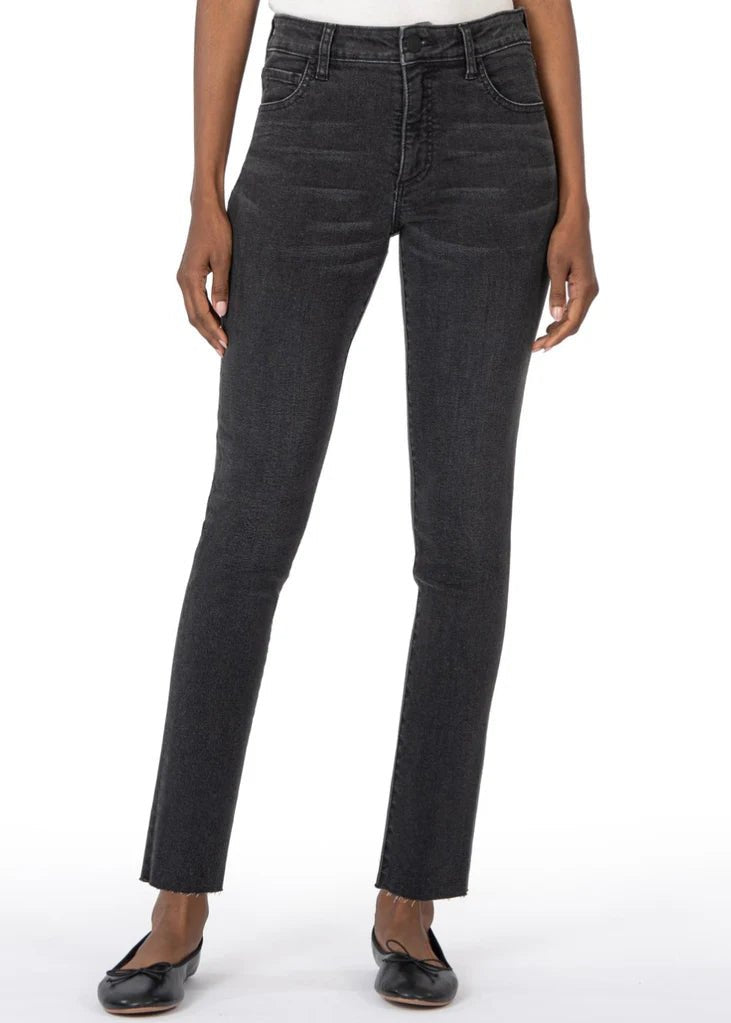 Long KUT Reese High Rise Fab Ab Ankle Straight Leg Black Jeans - The Nines