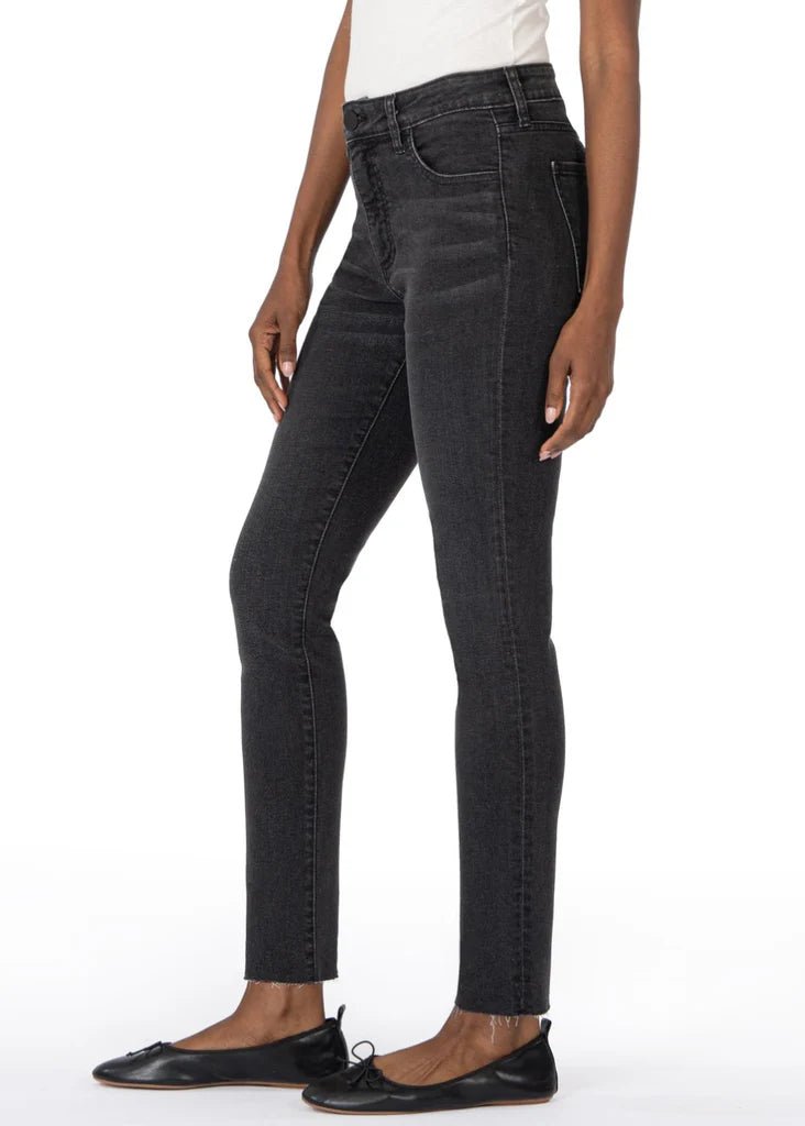 Long KUT Reese High Rise Fab Ab Ankle Straight Leg Black Jeans - The Nines