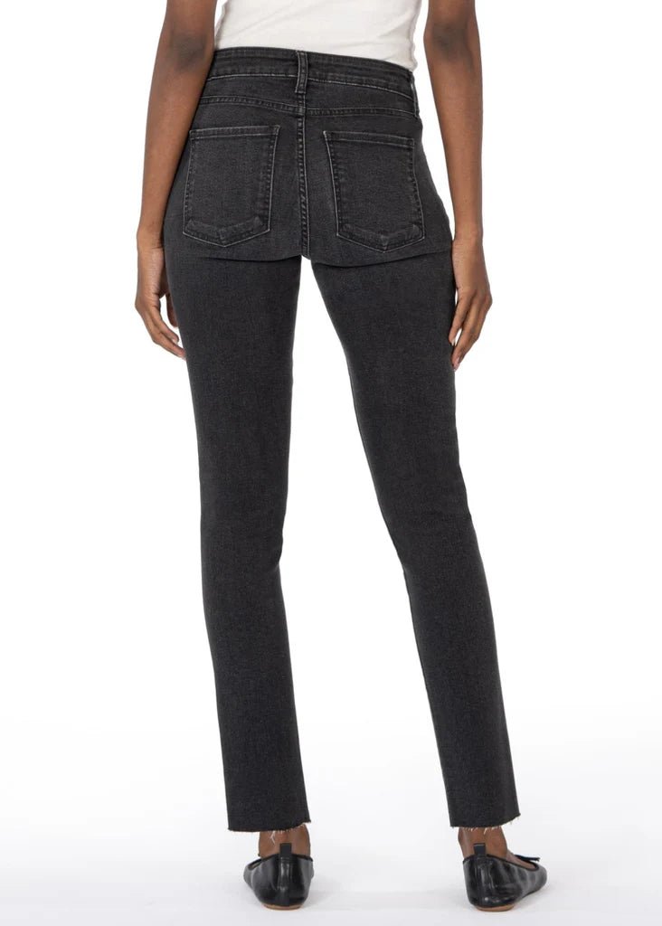 Long KUT Reese High Rise Fab Ab Ankle Straight Leg Black Jeans - The Nines