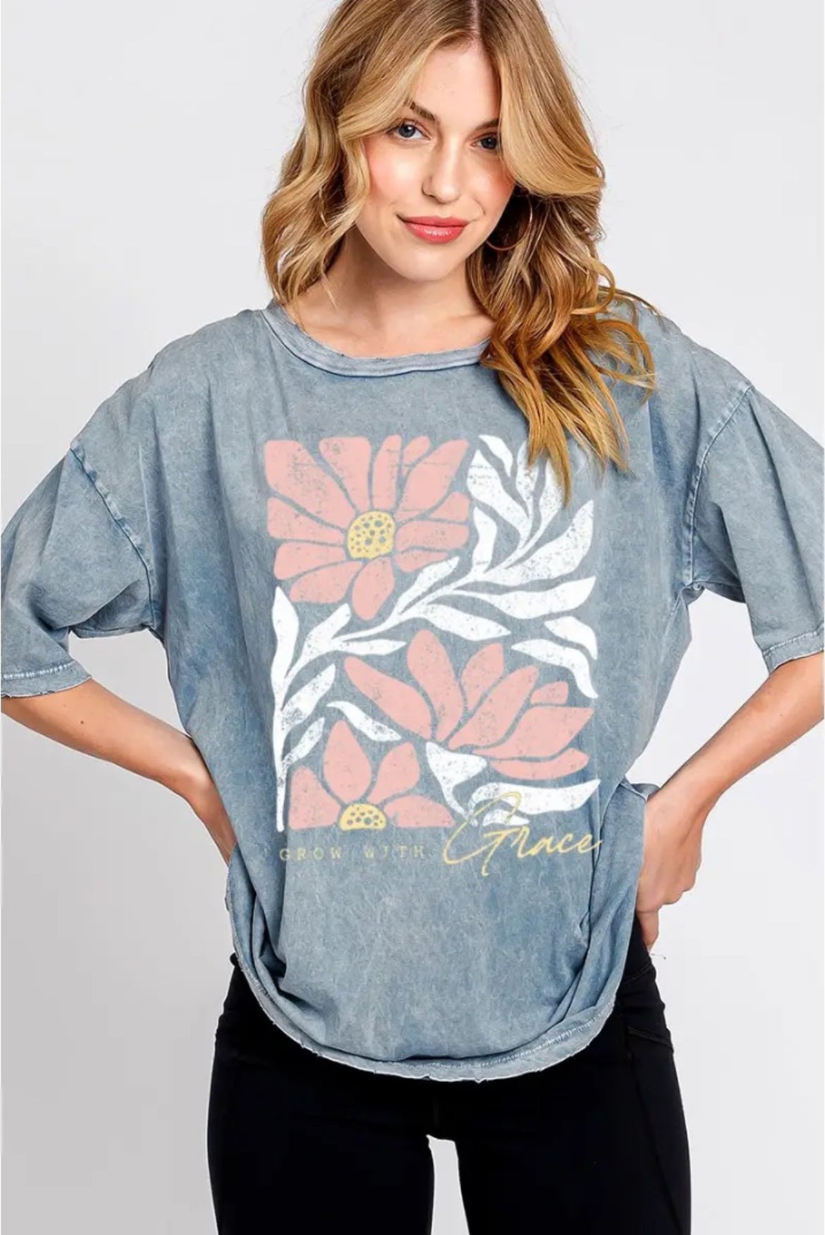 Grow With Grace Oversized Vintage Washed Tee - The Nines