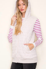 Ivory Quilted Hooded Vest