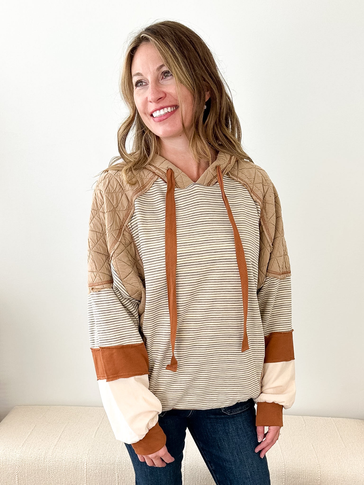 Color Block Quilting Hoodie - The Nines