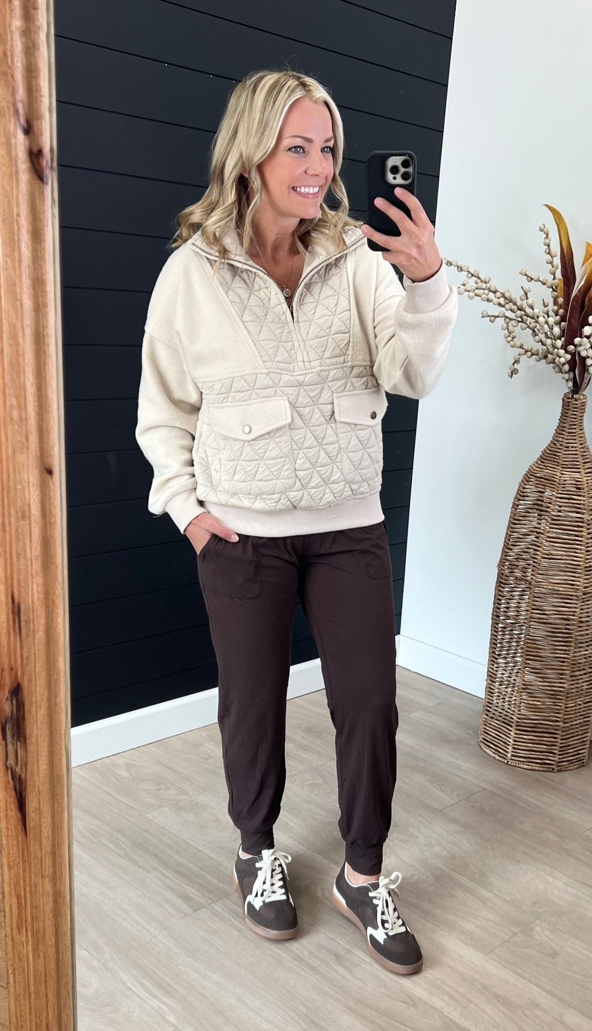 Quilted Contrast Half Zip Pullover - FINAL SALE! - The Nines