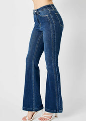 Judy Blue High Waist Angled Side Seam Detail Flare Jeans