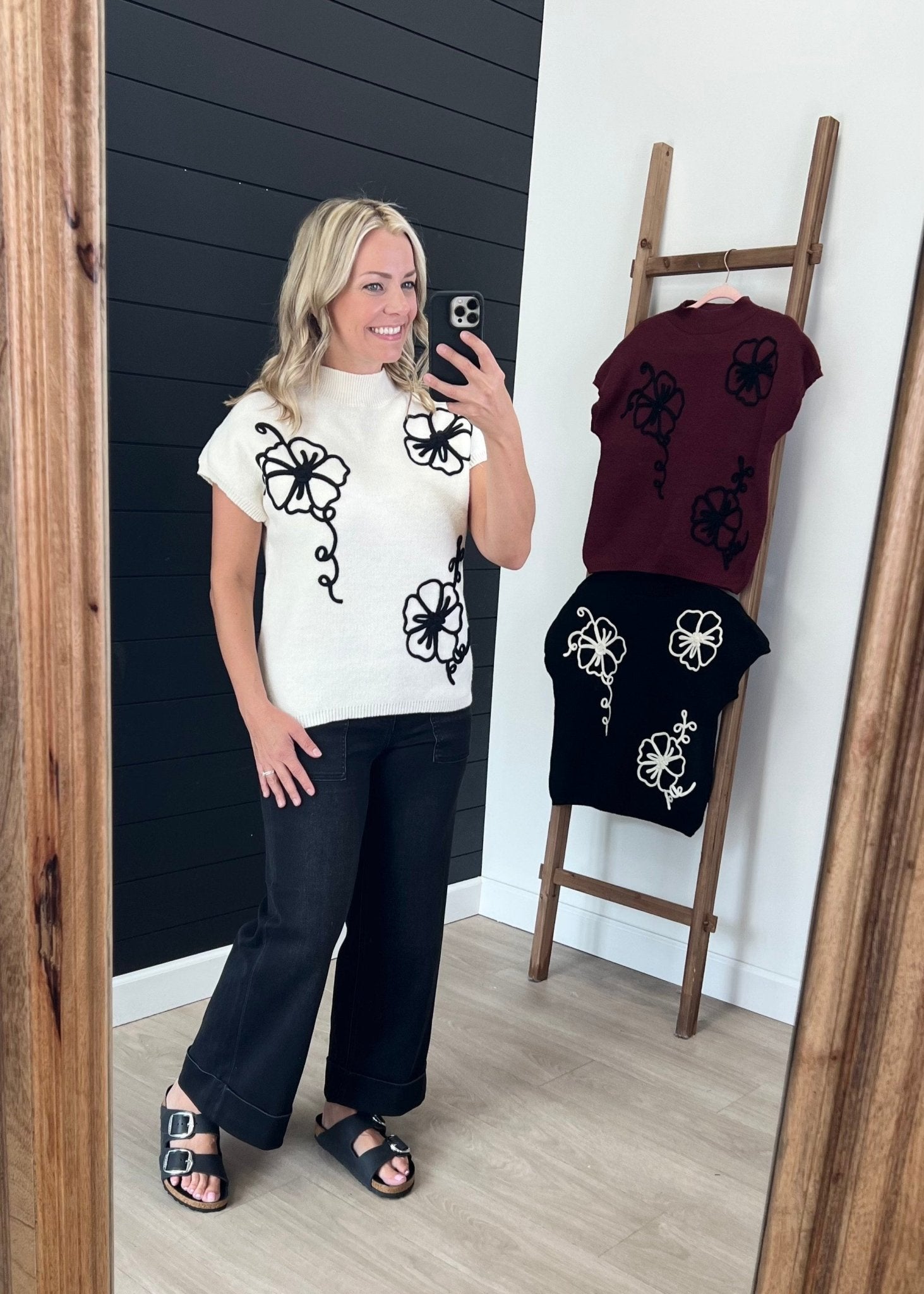 Mock Flower Sweater Top - 3 Colors! - The Nines