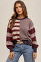 Wine Mixed Stripe Sweater - FINAL SALE