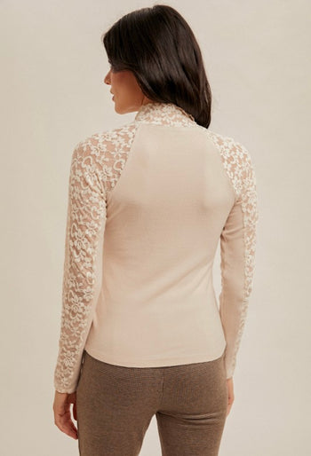 Cream Lace Mock Top