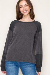 Rileigh Ribbed Top - Charcoal