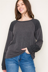 Rileigh Ribbed Top - Charcoal